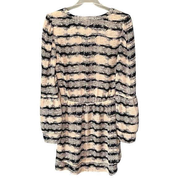 Parker Pleated Tie-Dye Reptile Print Layered Flare Bell Sleeve Tiered Mini Dress - Picture 2 of 7